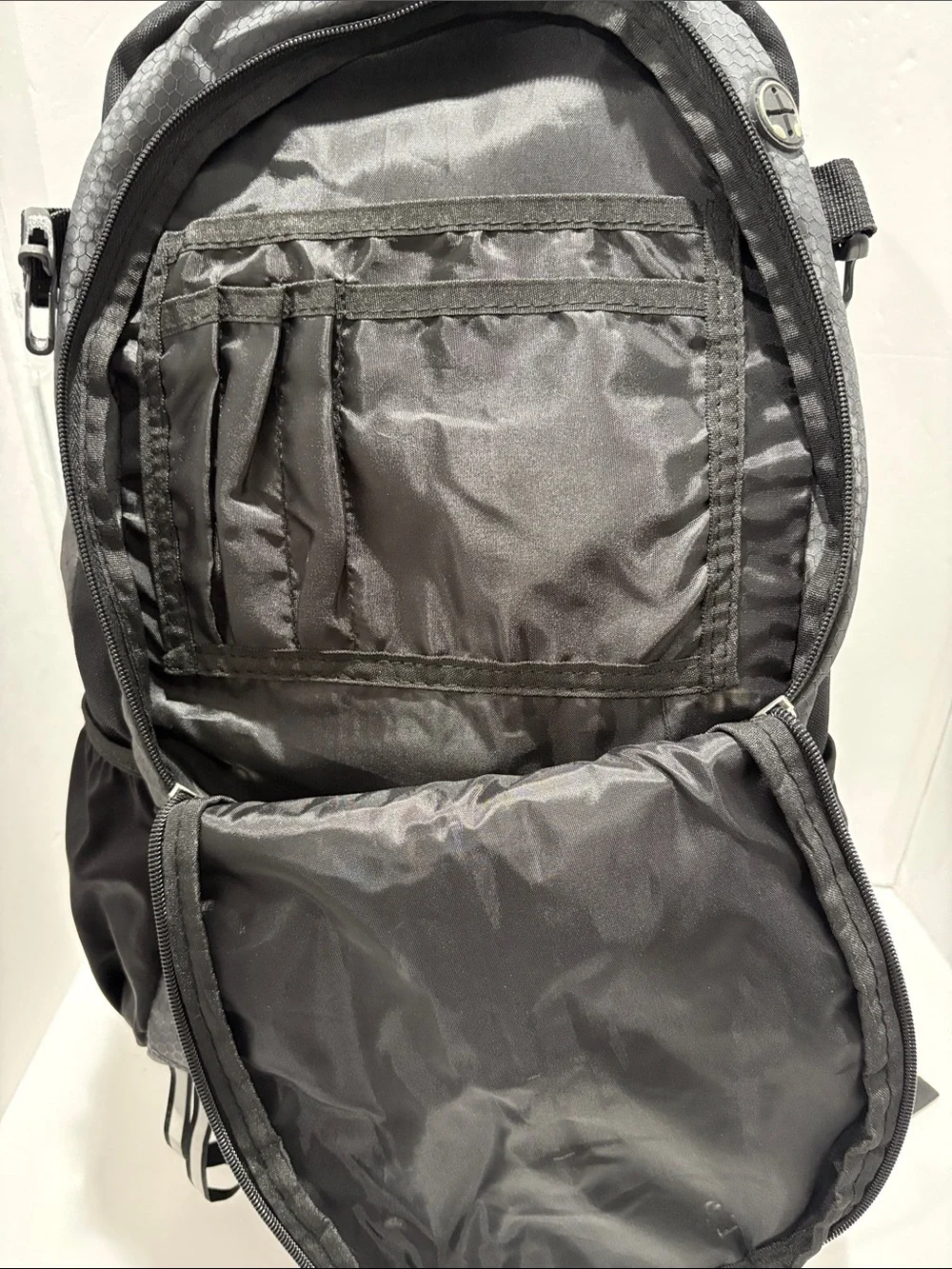 RBX Black and Gray Hex-Pattern Backpack with Front Zipper